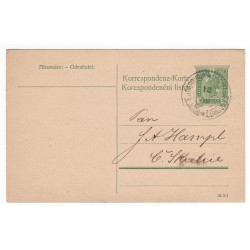 P 190 - 5 H grasgrün, Ganzsachen - Postkarten, 1907, Rosice u Pardubic, poštový lístok, ʘ, Rakúsko Uhorsko