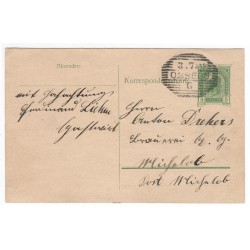 P 189 - 5 H grasgrün, Ganzsachen - Postkarten, 1907, Ossegg, poštový lístok, ʘ, Rakúsko Uhorsko