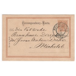 P 74 - 2 Kr braun, Ganzsachen - Postkarten, 1890, Reichenberg, poštový lístok, ʘ, Rakúsko Uhorsko