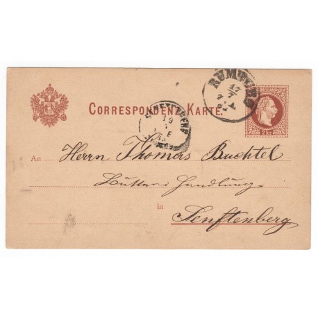 P 25 - 2 Kr braun, Ganzsachen - Postkarten, 1876 / 1882, Rumburg, poštový lístok, ʘ, Rakúsko Uhorsko