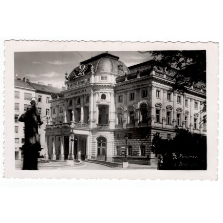 1942 - pozdrav z Bratislavy, Mestské divadlo, PP 51, čiernobiela foto - pohľadnica, Slovenský štát