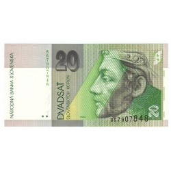 20 Sk 1995 B, Pribina, bankovka, Slovenská republika, UNC