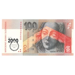 100 Sk 1993 / 2000 A, bankovka, Slovenská republika, bimilénium, UNC