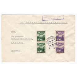 1. let BRATISLAVA 1 - ZVOLEN, 18. V. 1943, poštová obálka, Slovenský štát