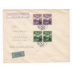 1. let ZVOLEN 1 - PREŠOV 1, 18. V. 1943, poštová obálka, lietadlom, Slovenský štát