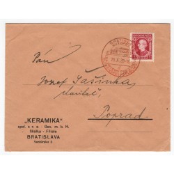 26. X. 1939 - "Keramika", Bratislava, Poprad, PP 16, autopošta, celistvosť, Slovenský štát