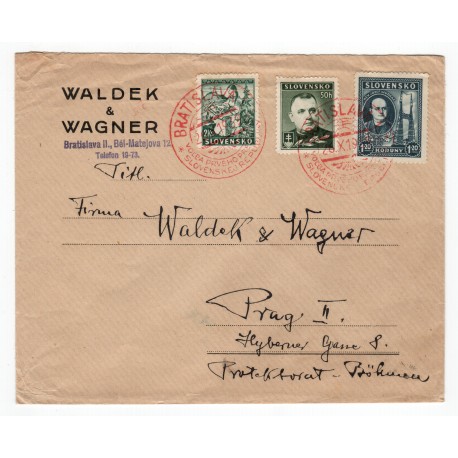 26. X. 1939 - Waldek & Wagner, Bratislava, Praha, PP 15, celistvosť, Slovenský štát