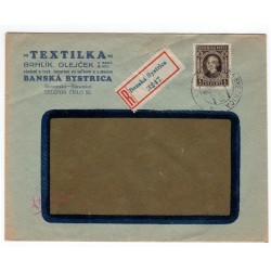 1941 - TEXTILKA, Banská Bystrica, doporučene, celistvosť, Slovenský štát