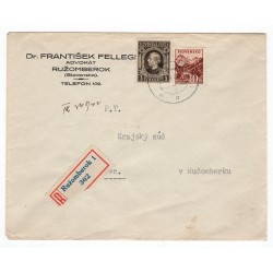 1942 - Dr. František Fellegi, Ružomberok, doporučene, celistvosť, Slovenský štát