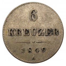 6 Kr 1849 A - František Jozef I. Rakúsko Uhorsko