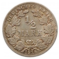 1/2 mark 1916 A, Ag, Deutsches Reich