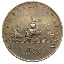 500 lire 1960 R, Columbus´ ships, striebro, Taliansko