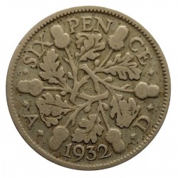 6 pence 1932, George V., striebro, Great Britain