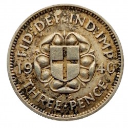 3 pence 1940, George VI., striebro, Great Britain