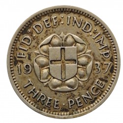 3 pence 1937, George VI., striebro, Great Britain