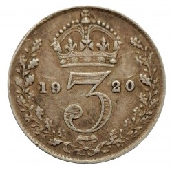 3 pence 1920, George V., striebro, Great Britain