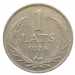 1 lats 1924, striebro, Lotyšsko