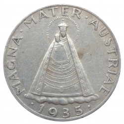 1935 - 5 Schilling, Madonna of Mariazell, striebro, Rakúsko