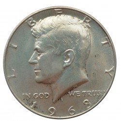 1968 D half dollar, Kennedy, striebro, USA