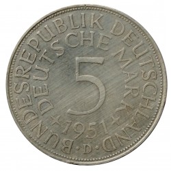 1951 D - 5 mark, BK, Ag, BRD, Nemecko