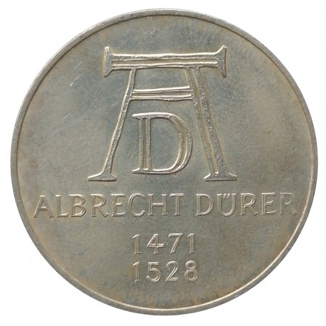 1971 D - 5 mark, 500th Anniversary - Birth of Albrecht Dürer, BK, Ag, Nemecko