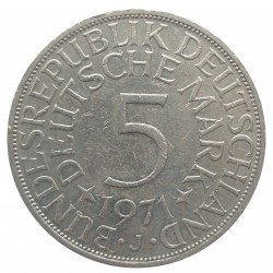 1971 J - 5 mark, BK, Ag, BRD, Nemecko