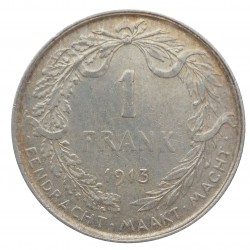 1 frank 1913, Albert, striebro, Belgicko