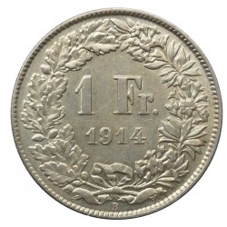 1 franc 1914 B, striebro, Bern, Švajčiarsko