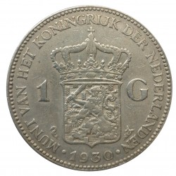 1 gulden 1930, Wilhelmina I., striebro, Holandsko