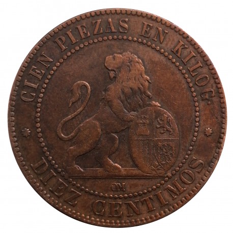 10 centimos 1870 OM, Španielsko