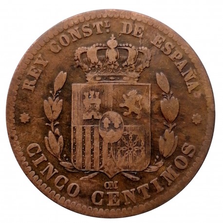 5 centimos 1878 OM, Španielsko