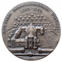 900 Jahre Benediktinerkloster Wiblingen, 1993, Ag, AR medaila, Nemecko