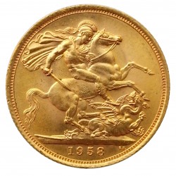 1958 sovereign, Elizabeth II., zlato, Veľká Británia