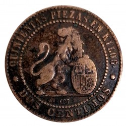 2 centimos 1870 OM, Španielsko