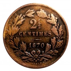 2 1/2 centimes 1870, bodka nad BARTH, Utrecht, William III., Luxembursko
