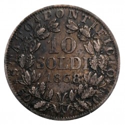 10 soldi 1868 R, Rome, Pius IX., Papal States, Italian States