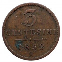 3 centesimi 1852 V, František Jozef I. Rakúsko Uhorsko