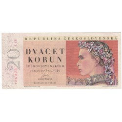 20 Kčs 1949 A 48, I. vydanie, bankovka, Československo, VF