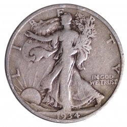 1934 half dollar, Walking Liberty, striebro, USA
