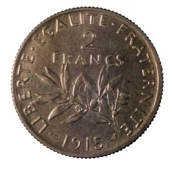 2 francs 1915, striebro, Paríž, Francúzsko