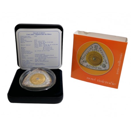 5 000 Sk - 2001 Začiatok tretieho tisícročia, zlato, striebro, platina, PROOF, Slovenská republika (4)