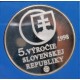 5. výročie Slovenskej republiky, 1998, MK, AR medaila, certifikát, PROOF, Slovenská republika