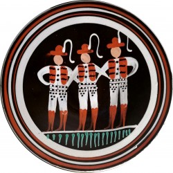 Traja šuhajíci, tanier, pozdišovská keramika