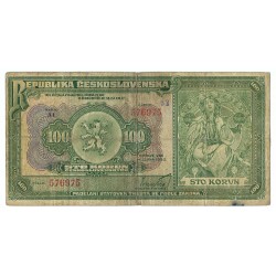 100 Kč 1920, séria At, Alfons Mucha, Československo, G