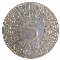 1966 D - 5 mark, BK, Ag, BRD, Nemecko