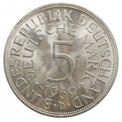 1969 D - 5 mark, BK, Ag, BRD, Nemecko
