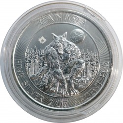10 dollars 2021, 2 OZ, fine silver 9999, investičná minca, vlkolak, Ag, Kanada