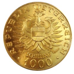 1976 - 1000 schilling, Babenberger, Au, 900/1000, 13,50 g, Viedeň, Rakúsko (1)