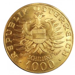 1976 - 1000 schilling, Babenberger, Au, 900/1000, 13,50 g, Viedeň, Rakúsko (2)