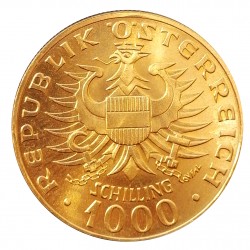 1976 - 1000 schilling, Babenberger, Au, 900/1000, 13,50 g, Viedeň, Rakúsko (3)